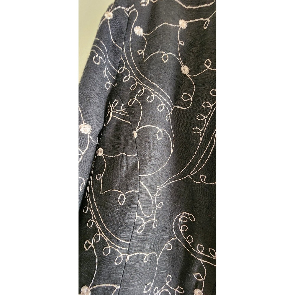 Silkland Embroidered Silk Bomber Style Jacket Ruffle 90s Artsy Boho Chic Large - Picture 4 of 9